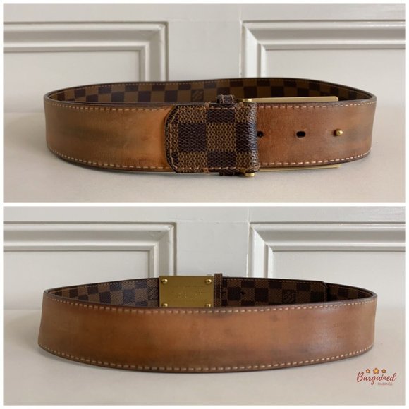 Authentic Louis Vuitton Damier Ebene Coated Canvas Leather Inventeur Belt 85/34 - Picture 6 of 13